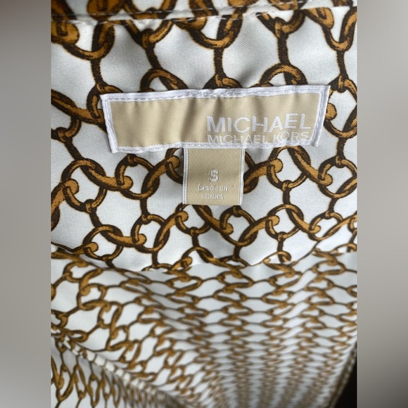 MICHAEL Michael Kors Brown and Gold Long Sleeve Button Down Shirt - Picture 5 of 11